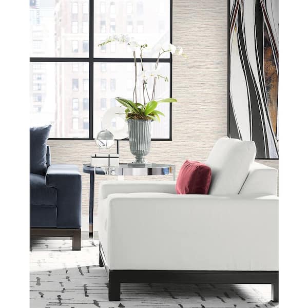60.75 sq. ft. Coastal Haven Carmine & Navy Loe Sanctuary Stria Embossed Vinyl Unpasted Wallpaper Roll