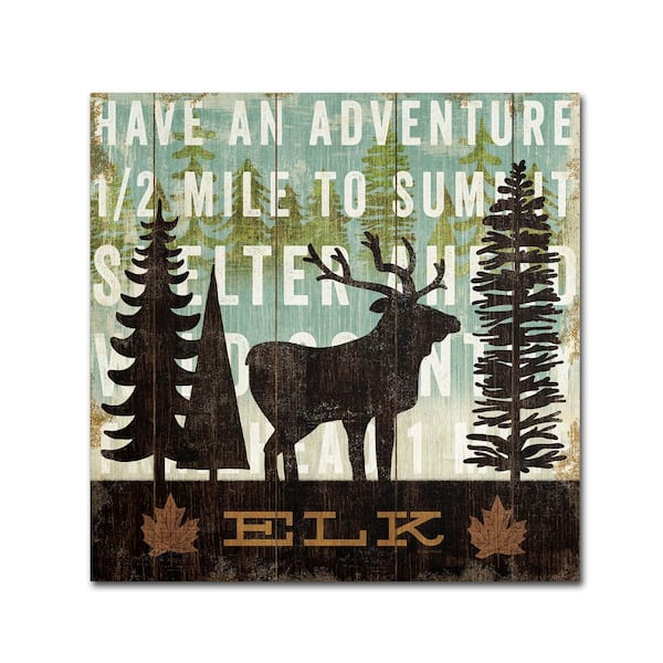Trademark Fine Art 14 in. x 14 in. "Simple Living Elk" by Michael Mullan Printed Canvas Wall Art