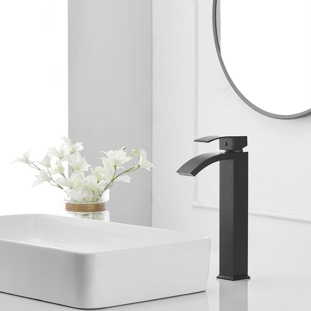 Matte Black Stainless Steel High Arc Bathroom Faucet