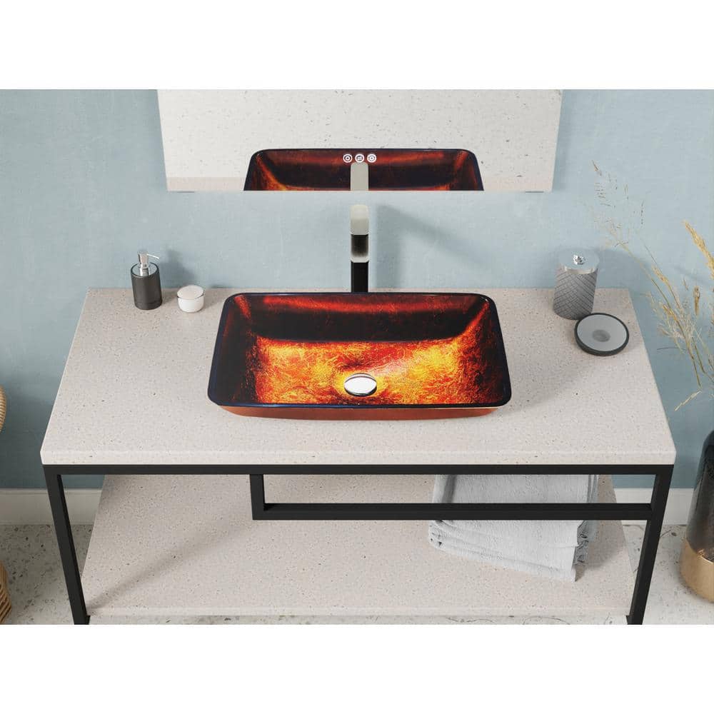 Celestial Bronze Rectangular Glass Above-Counter Bathroom Sink