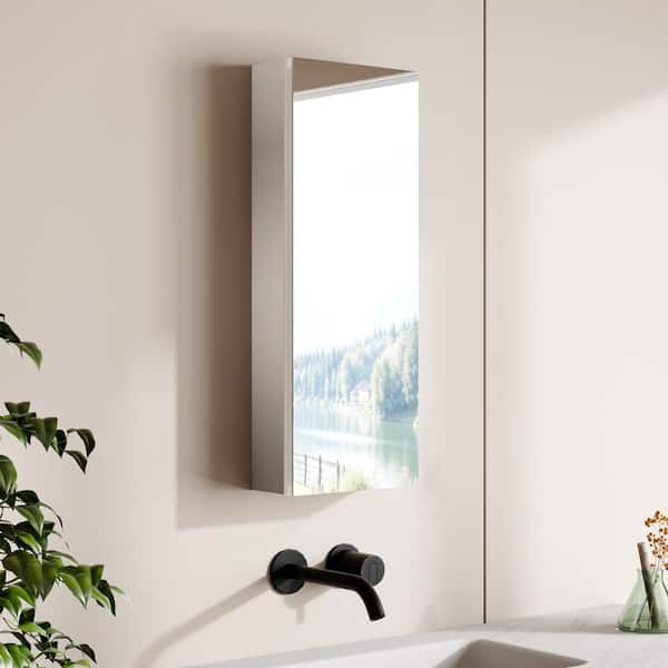 GroGro 12 in. W x 32 in. H Rectangular Aluminum Recessed/Surface Mount Single Medicine Cabinet with Mirror