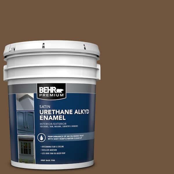 BEHR PREMIUM 5 gal. #PPU4-20 Ancient Root Urethane Alkyd Satin Enamel Interior/Exterior Paint