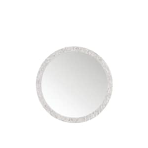 Callie 30.0 in. W x 30.0 in. H Round Framed Wall Bathroom Vanity Mirror in White Mother of Pearl