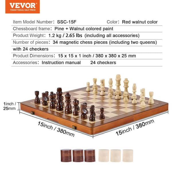 15in Foldable Walnut And Maple Wood sale Magnetic Chess Set