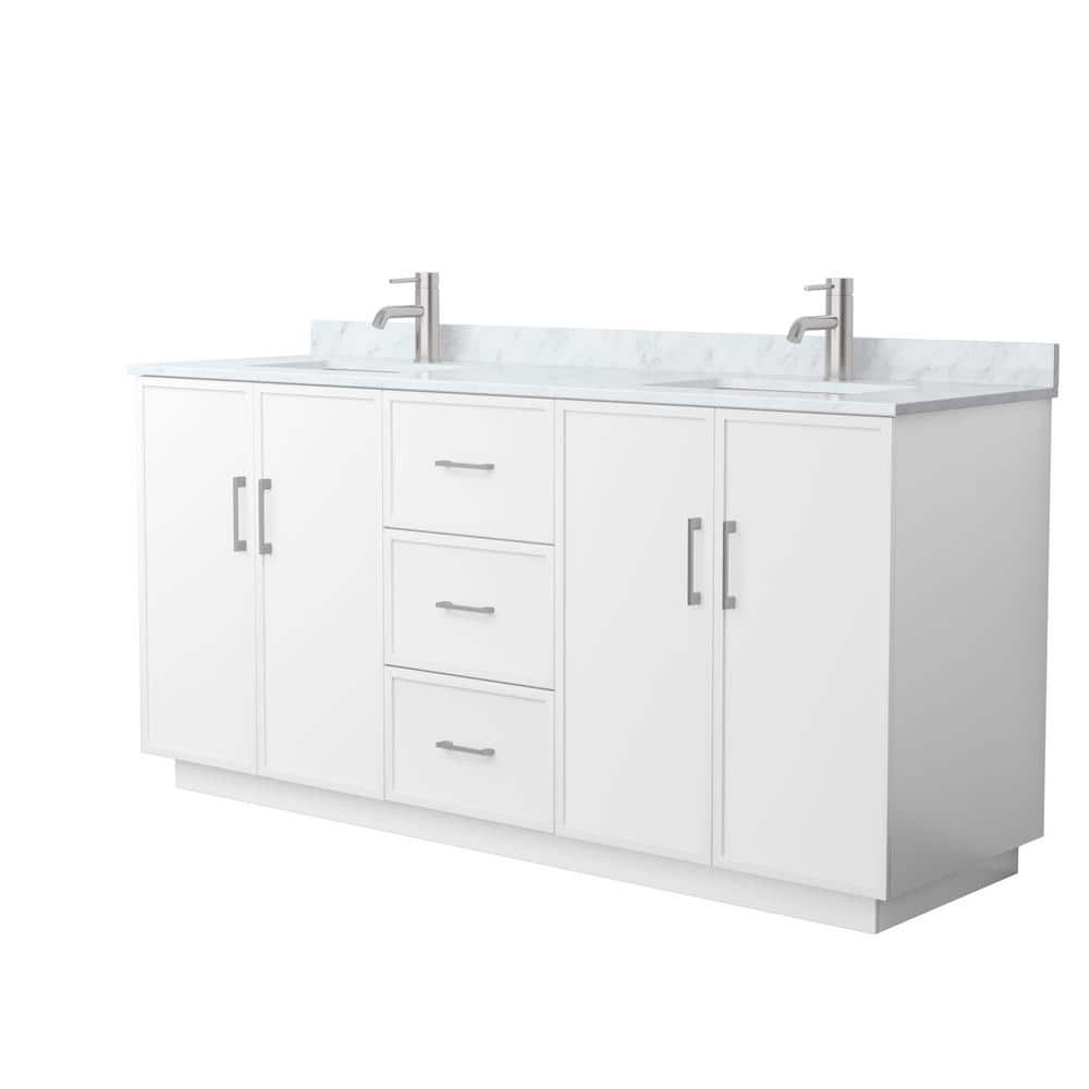 Elan TK 72 in. Double Freestanding White Bath Vanity with White Carrara Marble Top (Assembled) price history on PriceWatchPro