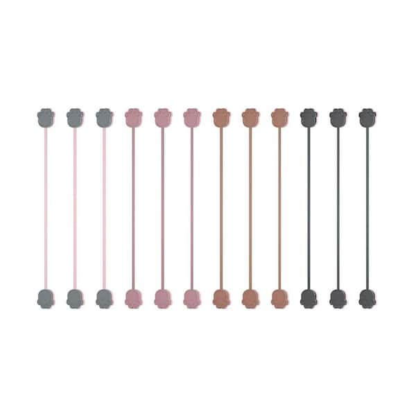 Cute Cat Paw Magnetic Cable Ties Reusable Silicone Cord Organizers Double-Sided Colors Strong Magnetic Hold 24 Pack