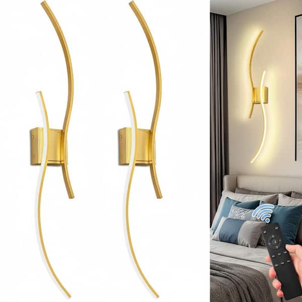 40 in. 2-Light Modern Gold Wall Sconce Over Mirror, Dimmable LED Bathroom Vanity Light for Living Room