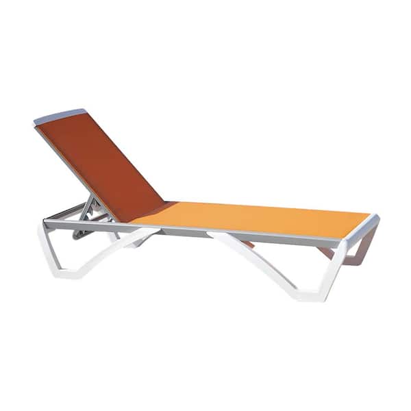Flynama Adjustable Chaise Lounge Aluminum Outdoor Patio Lounge Chair for Patio, Pool, Beach, Yard in Orange (Set of 1)