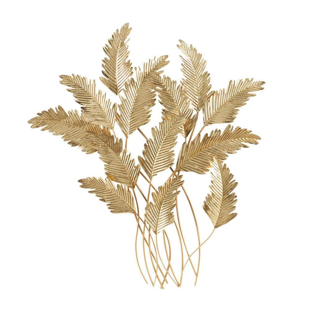 Litton Lane Metal Gold Layered Leaf Wall Decor