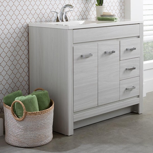 Home Decorators Collection Talmore 60 in. W x 22 in. D x 35 in. H  Freestanding Bath Vanity in Gray with White Cultured Marble Top VA-FC0201 -  The Home Depot