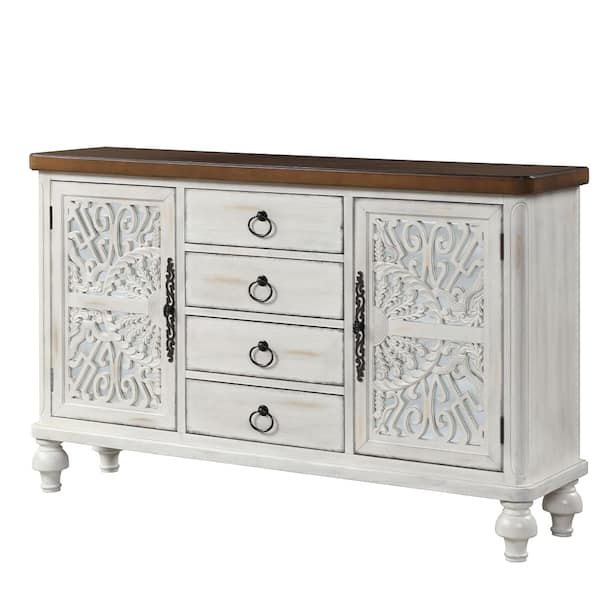 Acme Furniture Vermont 60 in. Antique White Standard Rectangle Wood Console Table