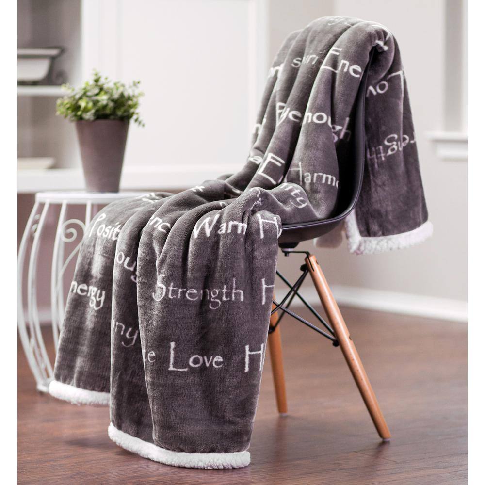 Gray Reversible Faux Fur and Sherpa Electric Throw Blanket