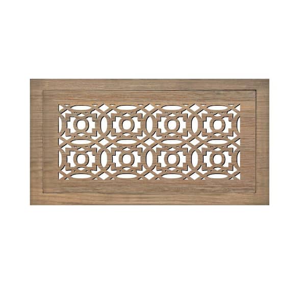 Duct Opening Size 4x10 - Overall Size 7x13 Moroccan Design Hardwood Floor Register Flush Mount with Installation Box