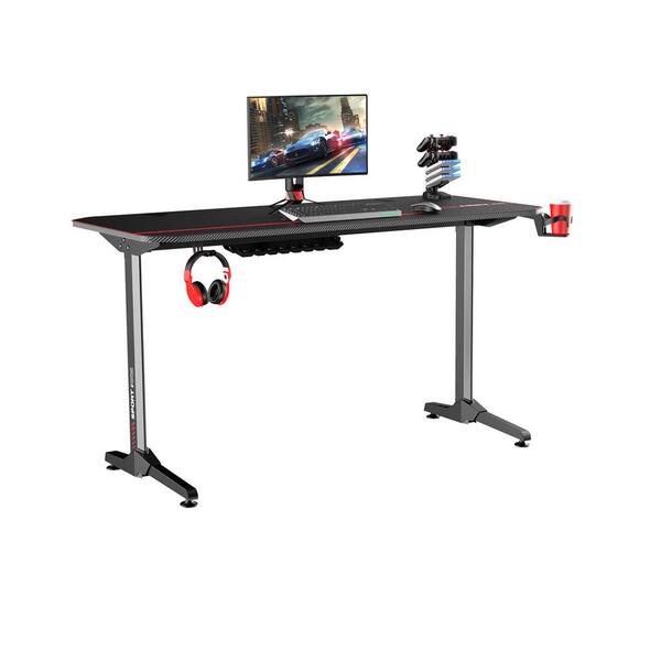 sumyeg 55.1 in. Rectangular Sturdy Black Computer Gaming Desk