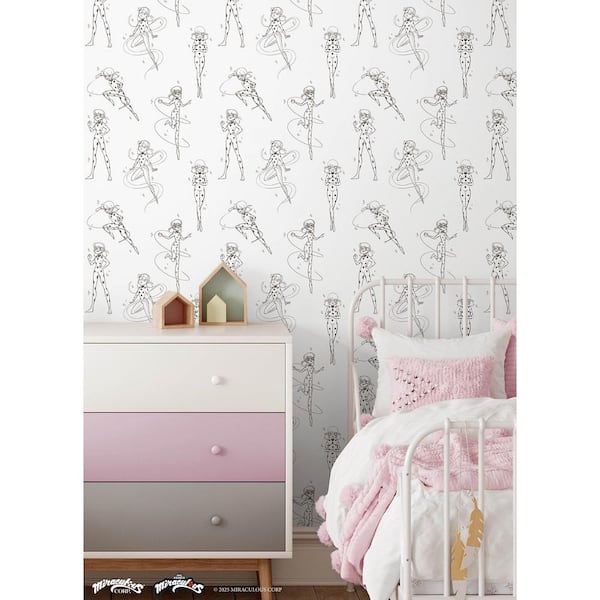 Miraculous Ladybug Sketch Charcoal Peel and Stick Wallpaper