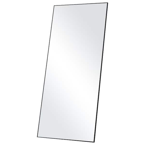 VEVOR 31.1 in. W x 1.38 in. H Full Length Mirror Floor Mirror with Tempered Glass Aluminum Alloy Frame in Black for Bedroom