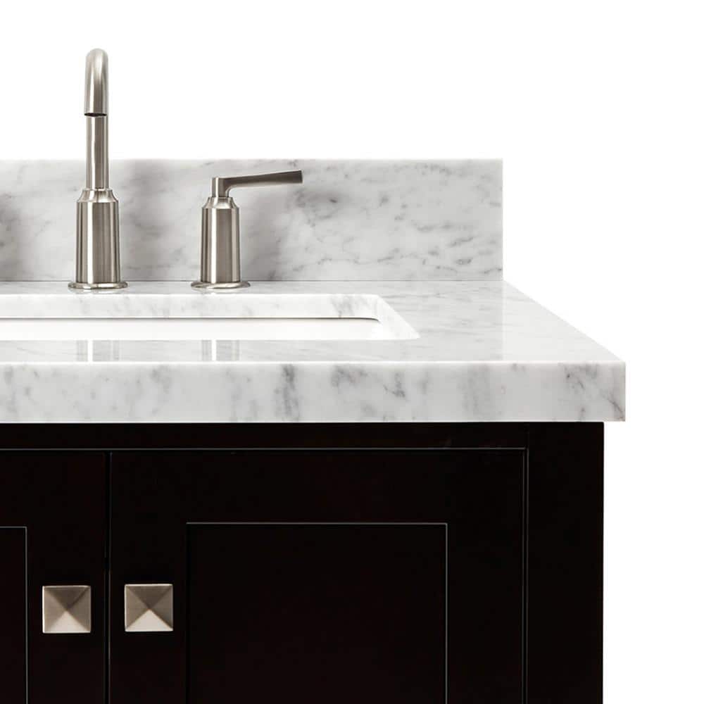 Cambridge 37" Espresso Wood Single Basin Vanity with Marble Top