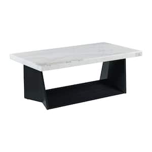 Tobias 48 in. White Rectangle Marble Coffee Table