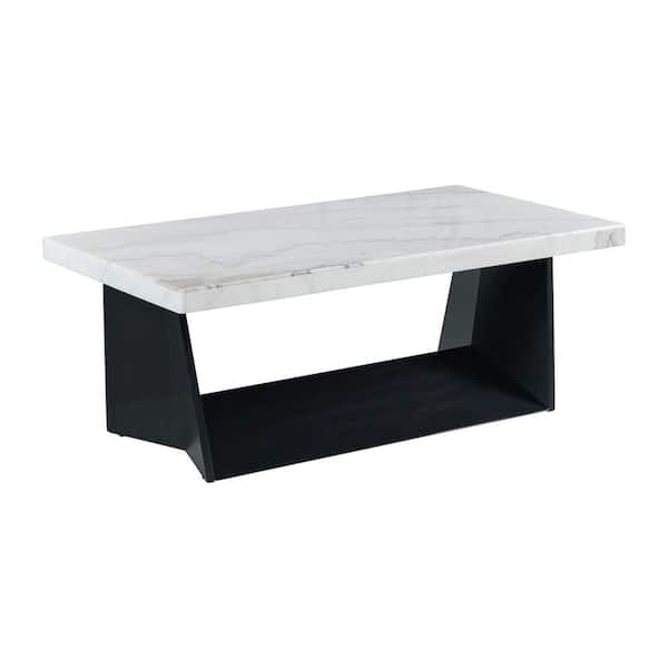 Picket House Furnishings Tobias 48 in. White Rectangle Marble Coffee Table