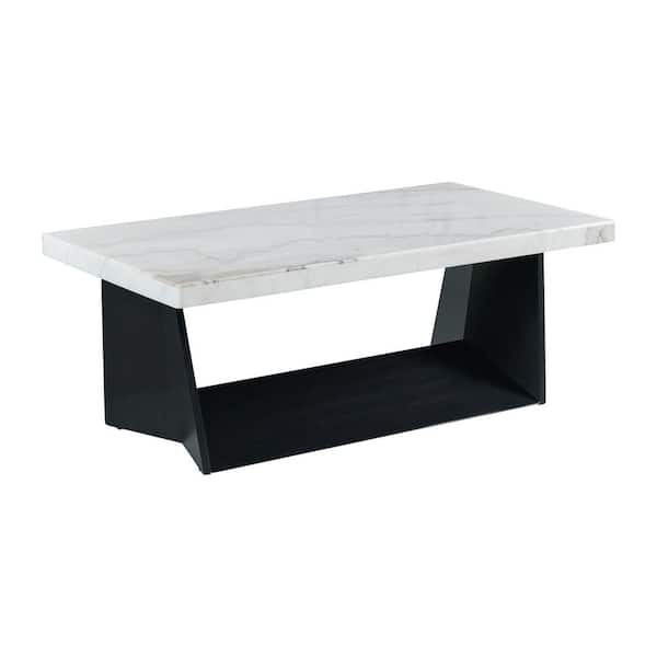 Tobias 48 in. White Rectangle Marble Coffee Table