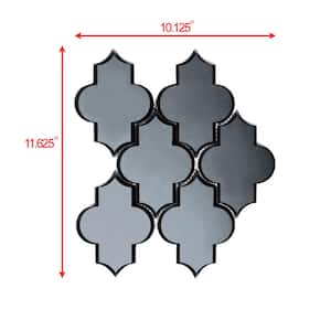 Reflections Graphite Blue Arabesque Mosaic 10.125 in. x 11.625 in. Glass Mirror Decorative Wall Tile (0.5 Sq. Ft./Sheet)