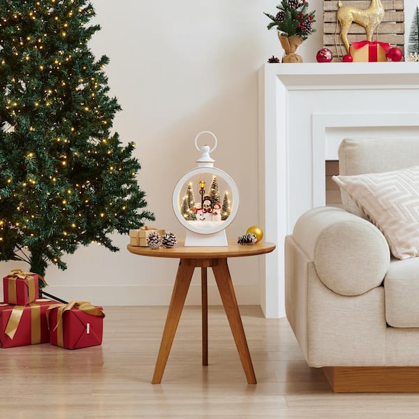 DANYA B Tabletop White Christmas Holiday Winter Snowman Scene