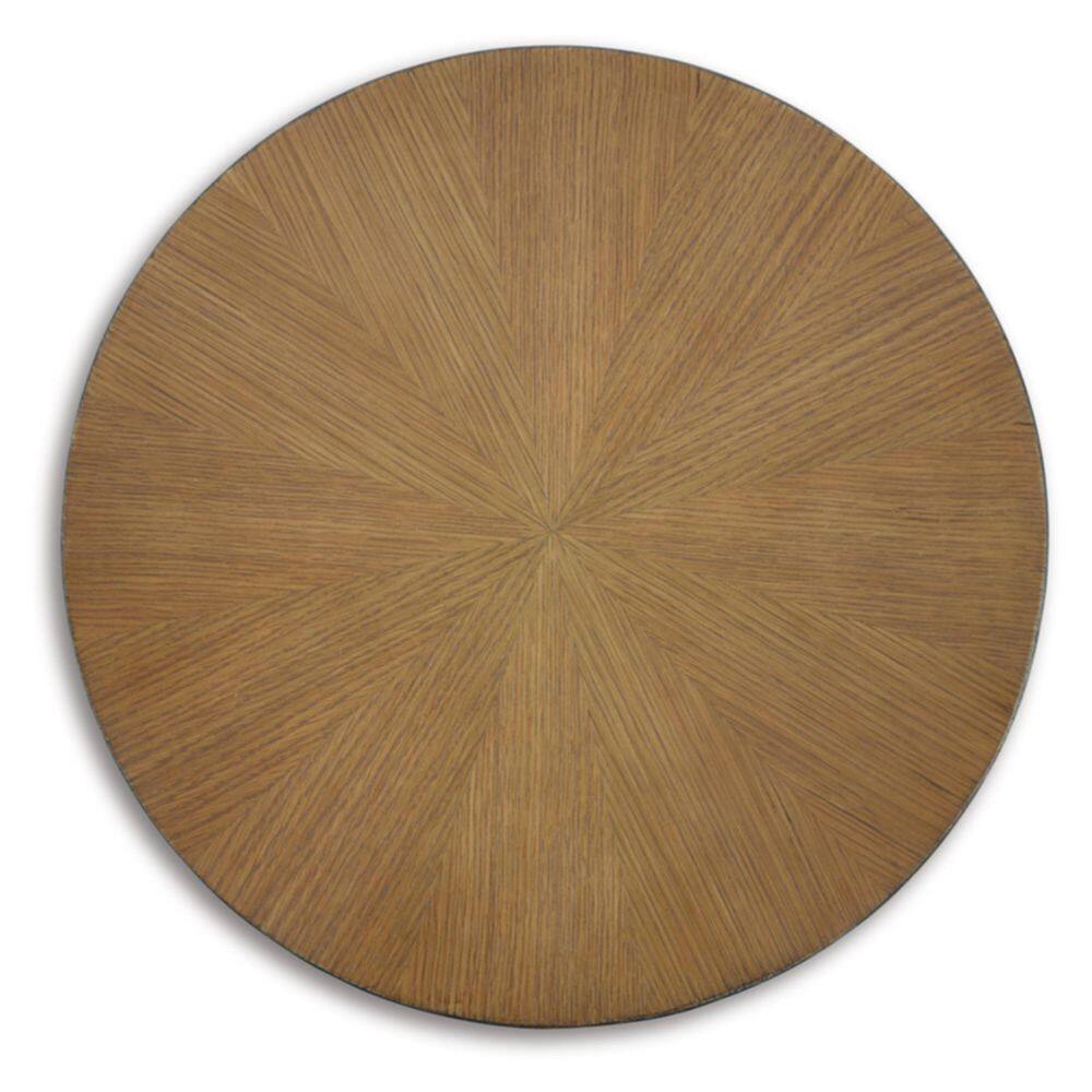 Round Black and Brown Wood Metal End Table with Storage