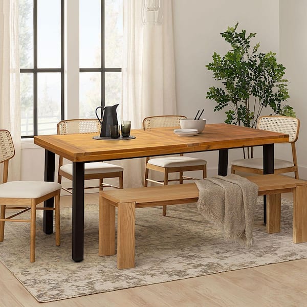 Farmhouse Natural Acacia Wood 69 in. 4-Legs Dining Table for 6-Person