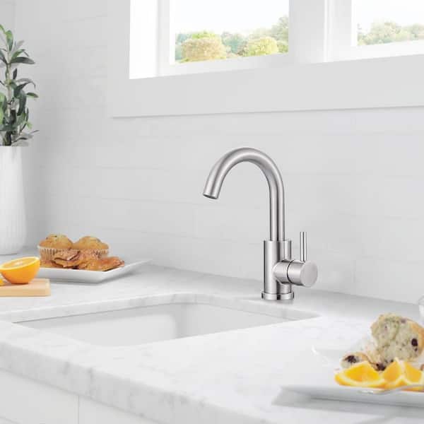 Single Handle Bar Faucet with All Mounting Hardware in Brushed Nickel
