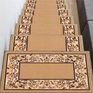 Carpet Mat Bordered Design Slip Resistant, Mustard, 19.5''X32'' inch