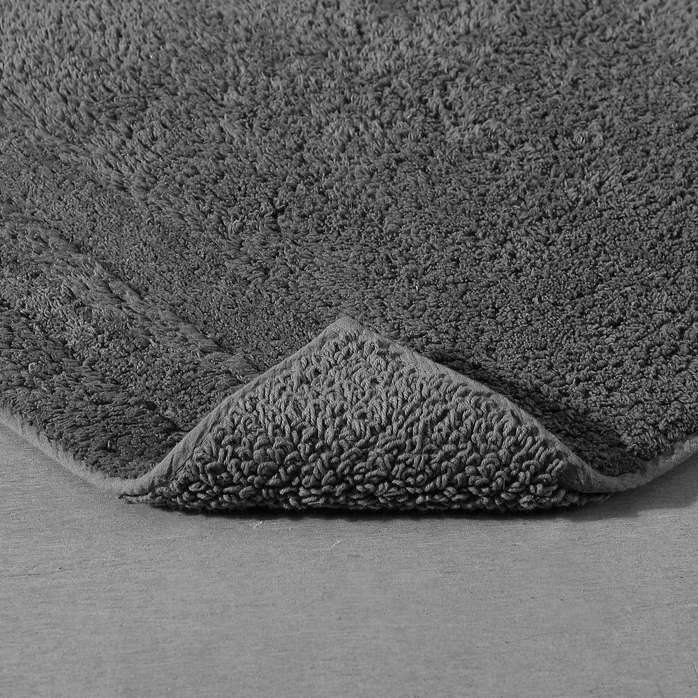Eden Plush Gray Cotton Reversible 2-Piece Bath Rug Set