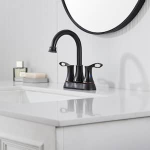 Deck Mounted Dual Handles 4 in. Bathroom Faucet Sink Faucet with Drain Kit Included and Deckplate in Oil Rubbed Bronze