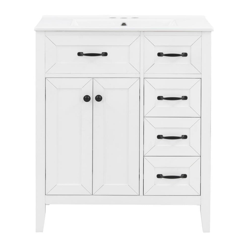30in. W in Single of Sink Soft Close Door Vanity White Bath Vanity with White Ceramic Top Basin price history on PriceWatchPro
