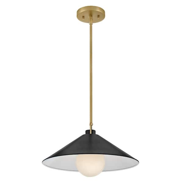 LARK - Milo Lacquered Brass + Black Conical Shade Pendant Light