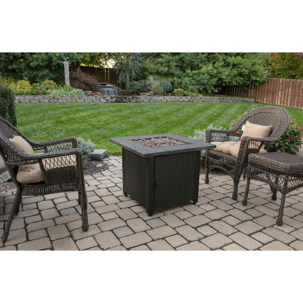 Black and Brown Steel Outdoor Gas Fire Pit Table