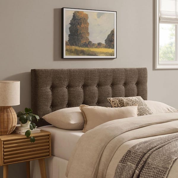 Emily Queen Size Fabric Headboard in Mocha Brown