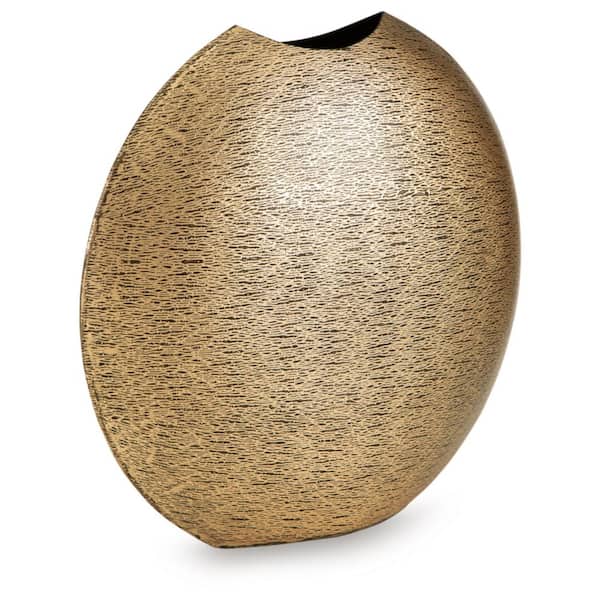 Iansboro 15 in. Gold Metal Round Decorative Vase