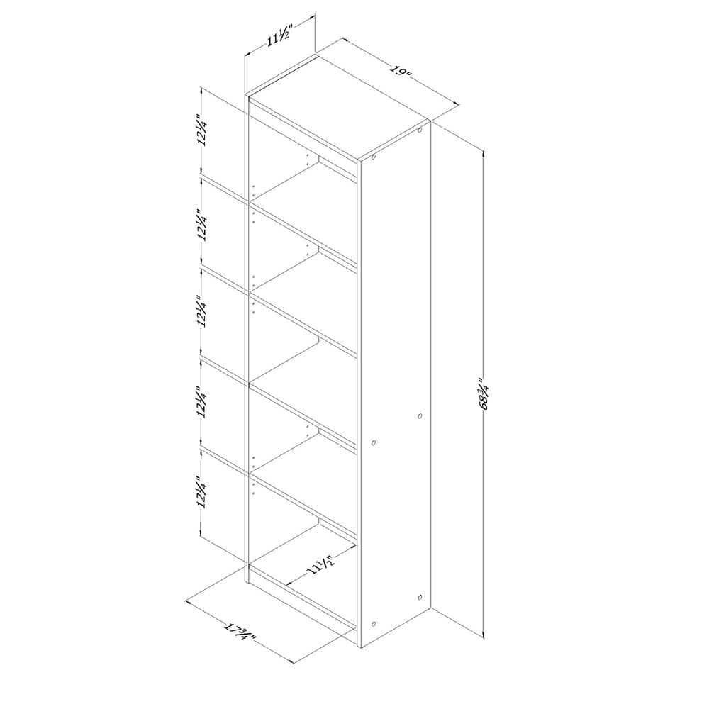 Natural Ash Adjustable 68.75" Tall Wooden Bookcase