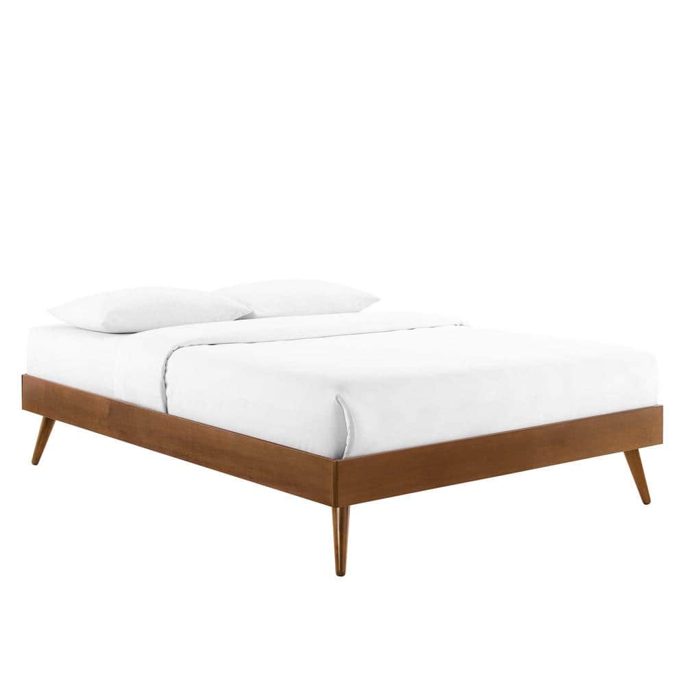 Margo Walnut Queen Wood Platform Bed Frame with Slats