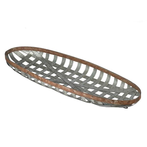 Benjara Silver and Brown Metal Decorative Mesh Pattern Snowshoe Wall Art