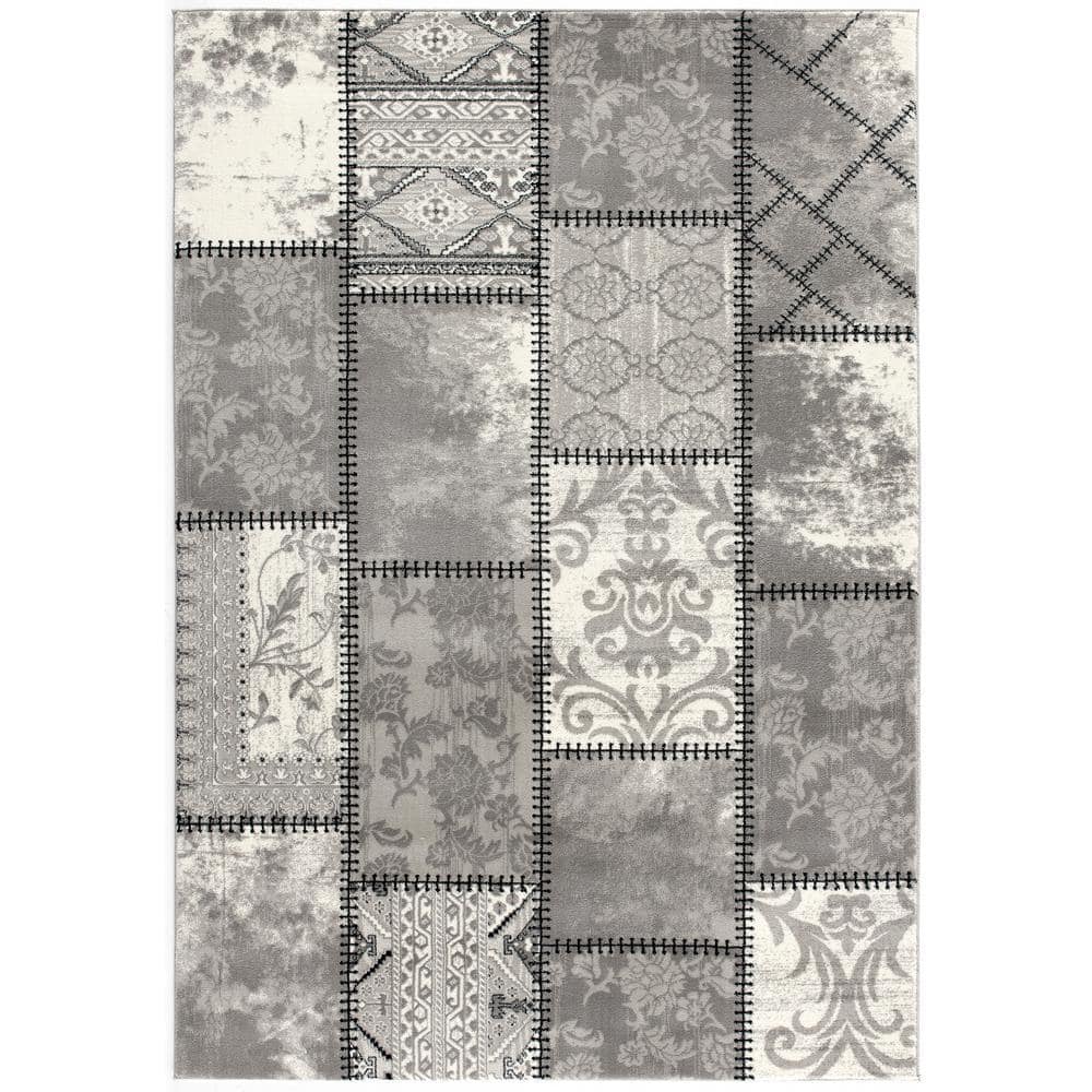 Rug Branch Montage Grey (2 ft. x 4 ft.) - 2 ft. 3 in. x 4 ft. Modern ...