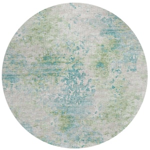 Accord Green 8 ft. x 8 ft. Abstract Indoor/Outdoor Washable Area Rug