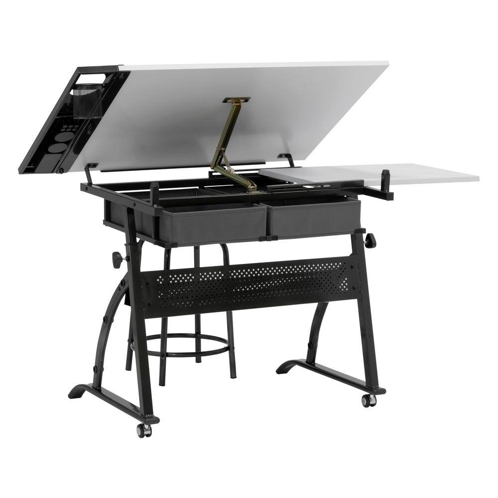 Core Craft Table with Adjustable Top and Metal Storage