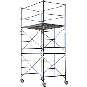 Saferstack 2-Level Rolling Scaffold Tower Set, 3-Rung Frames Including Cross Braces, Platforms and Guardrail System