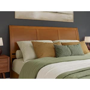 Portland Light Toffee Natural Bronze King Sleigh Headboard with Solid Wood Panel and Attachable Charger