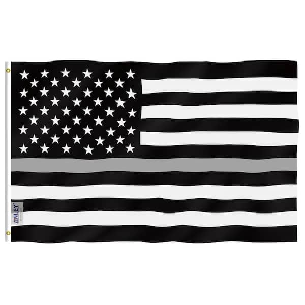 ANLEY Fly Breeze 3 ft. x 5 ft. Polyester Thin Gray Line 2-Sided United ...