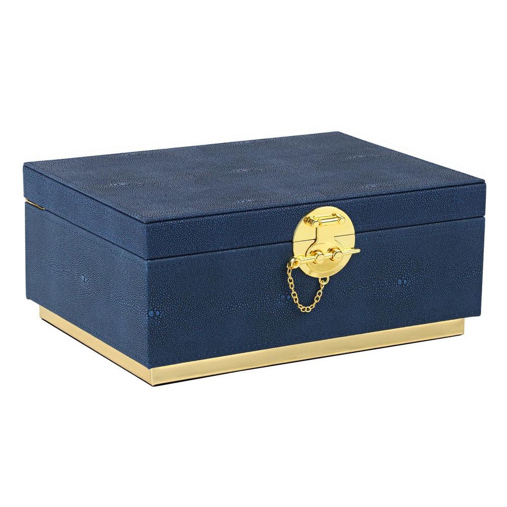Elegant Faux Leather Decorative Box Blue 11 in. x 8 in. Faux