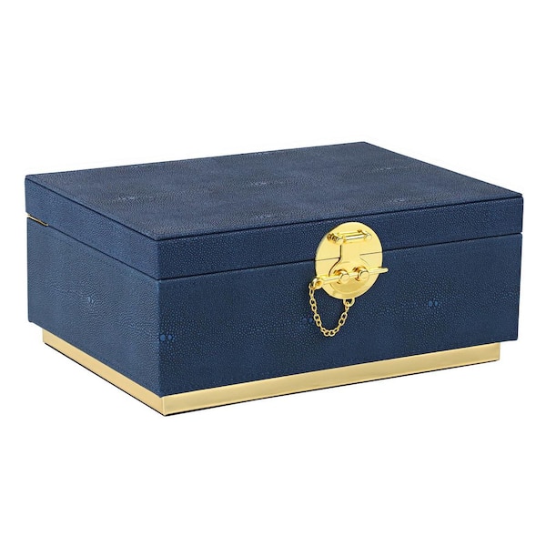 Elegant Faux Leather Decorative Box Black 11 in. x 8 in. Faux