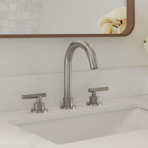 YAWWALK 8 in. Widespread Double Handle Bathroom Faucet with 360° Swivel Spout in Brushed Nickel (Valve Included)