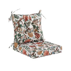 Outdoor Deep Seat Cushions Set With Tie, Extra Thick Seat:24"Lx24"Wx4"H, Tufted Low Back 22"Lx24"Wx6"H, Red Camellia